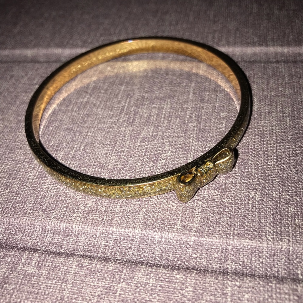 Kate Spade glitter gold bangle with bag